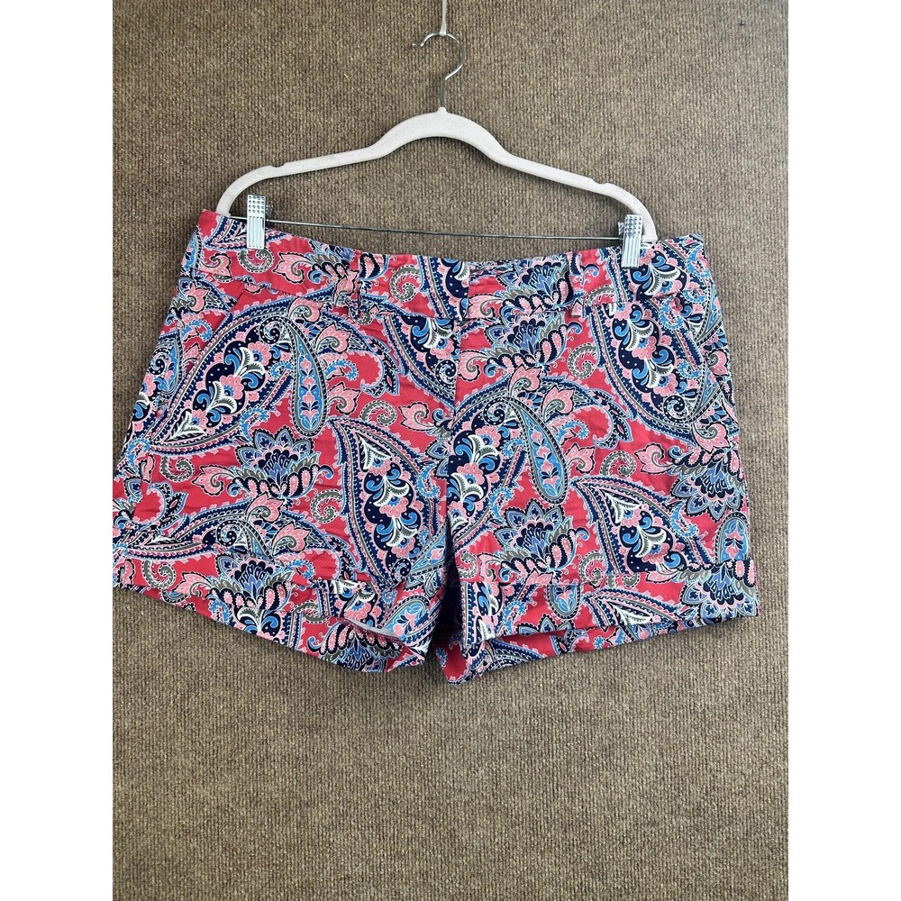 New York & Company Shorts Womens 18 Pink Paisley Chino Twill Pockets Casual